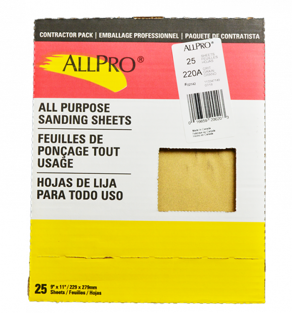 ALLPRO All Purpose 220 Grit Sand Paper 25pk