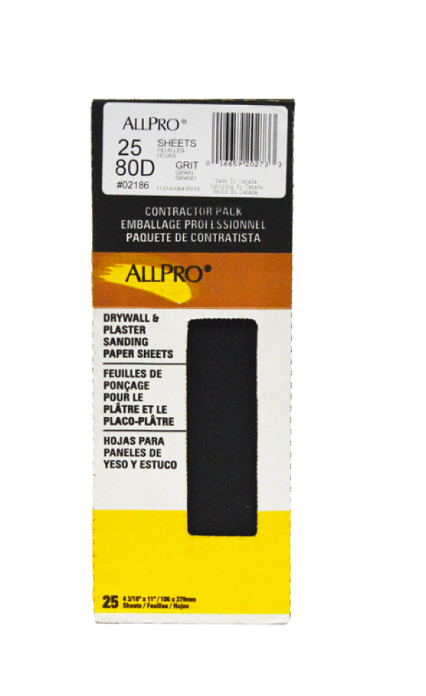 ALLPRO 80Grit Drywall/Plaster Sanding Sheets 25pk