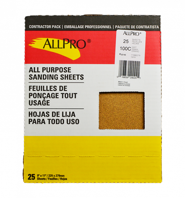 ALLPRO All Purpose 100 Grit Sand Paper 25pk