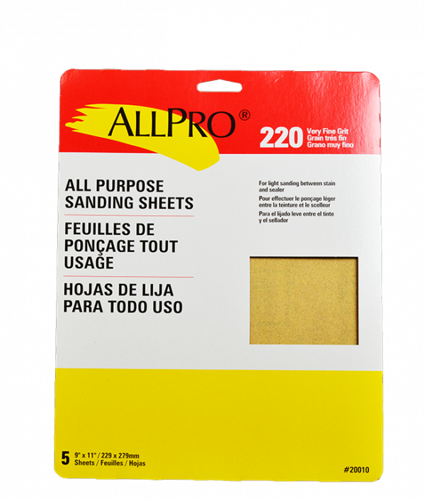 ALLPRO 220 Grit Sand Paper 5pk