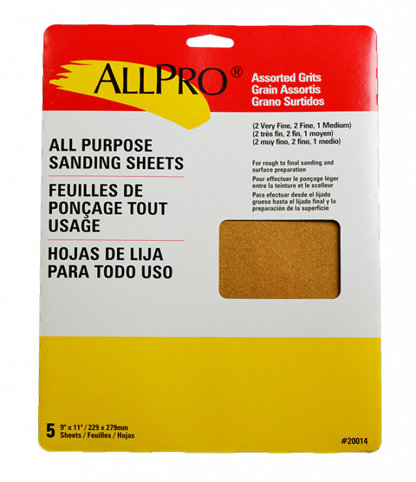ALLPRO Asrt Grit Sand Paper 5pk