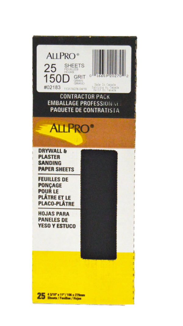 ALLPRO 150Grit Drywall/Plaster Sanding Sheets 25pk