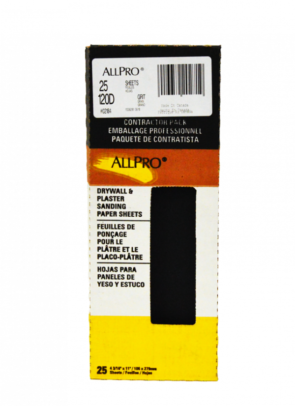 ALLPRO 120Grit Drywall/Plaster Sanding Sheets 25pk