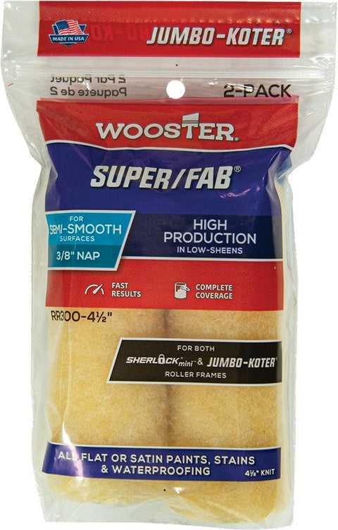 Wooster RR300 Super/Fab 4.5" Mini 3/8 Nap 2pk