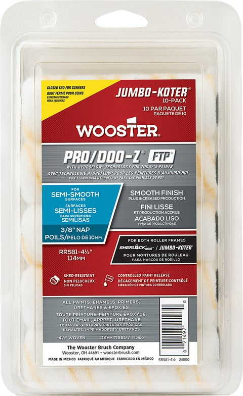 Wooster RR581 Pro/Doo-Z FTP 4" 3/8 Nap 10pk