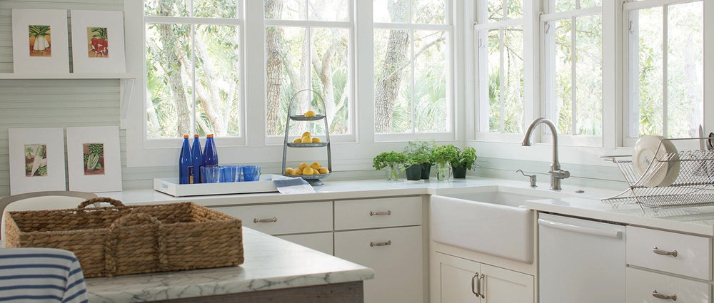 modern kitchen with white cabinetry